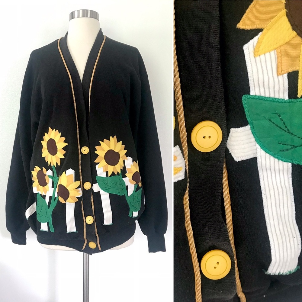 Vintage 80’s embroidered sunflower sweatshirt top
